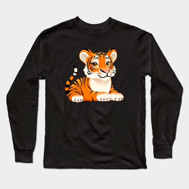 Baby tiger with cute eyes Long Sleeve T-Shirt by ddraw